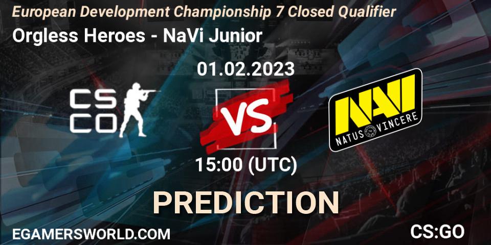 Prognose für das Spiel Orgless Heroes VS NaVi Junior. 01.02.23. CS2 (CS:GO) - European Development Championship 7 Closed Qualifier