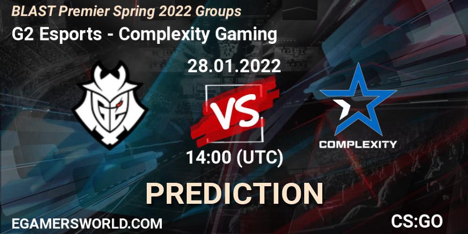 Prognose für das Spiel G2 Esports VS Complexity Gaming. 28.01.22. CS2 (CS:GO) - BLAST Premier Spring Groups 2022