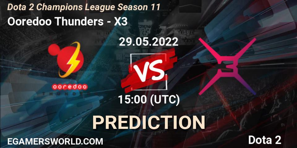 Prognose für das Spiel Ooredoo Thunders VS X3. 29.05.22. Dota 2 - Dota 2 Champions League Season 11