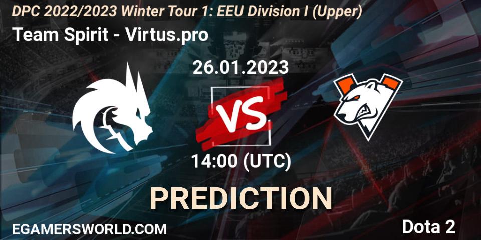 Prognose für das Spiel Team Spirit VS Virtus.pro. 26.01.23. Dota 2 - DPC 2022/2023 Winter Tour 1: EEU Division I (Upper)