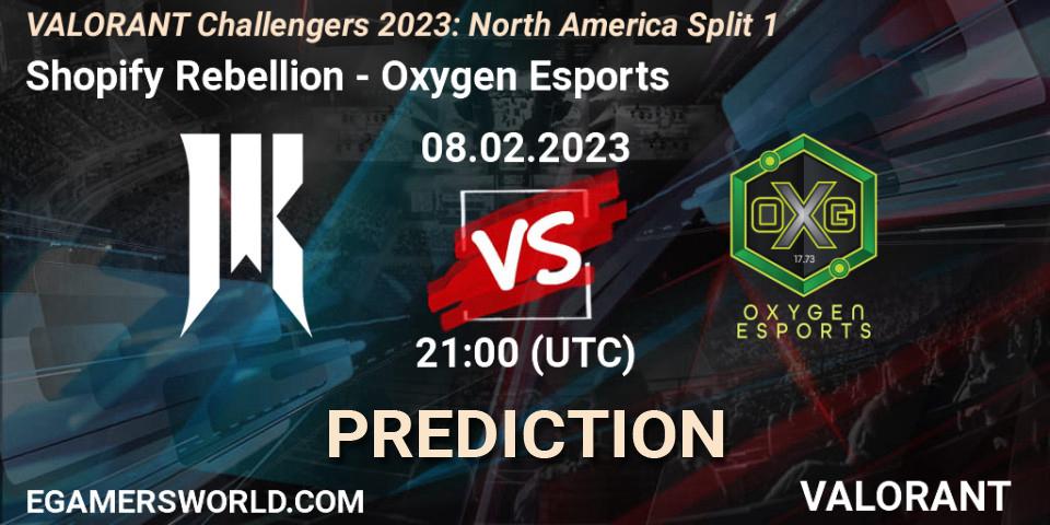 Prognose für das Spiel Shopify Rebellion VS Oxygen Esports. 08.02.23. VALORANT - VALORANT Challengers 2023: North America Split 1