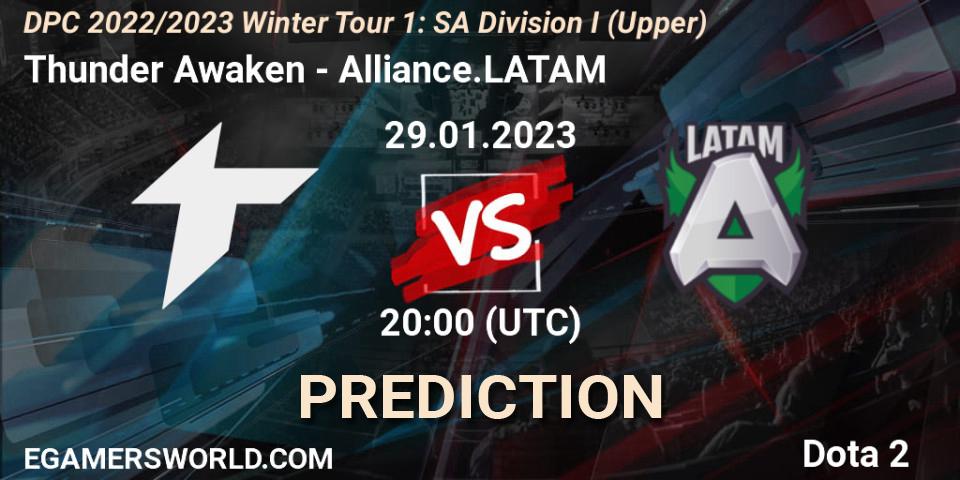 Prognose für das Spiel Thunder Awaken VS Alliance.LATAM. 29.01.23. Dota 2 - DPC 2022/2023 Winter Tour 1: SA Division I (Upper) 