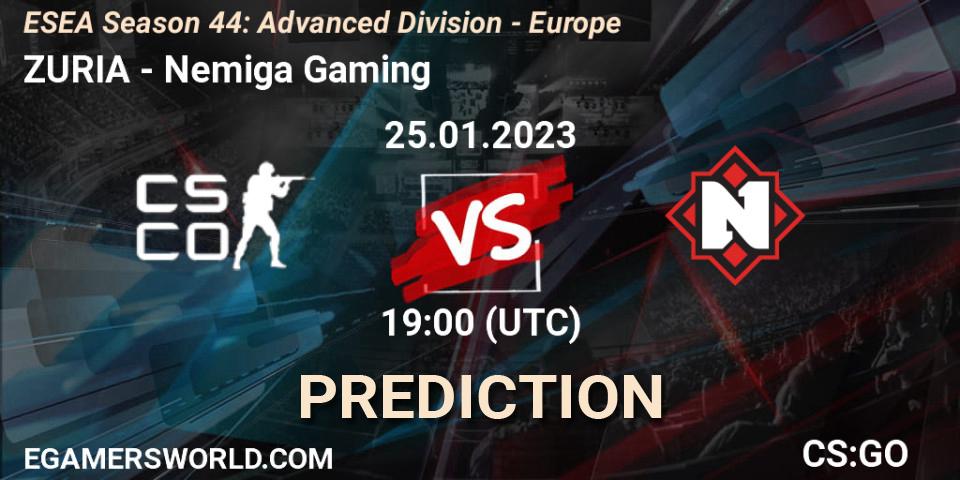 Prognose für das Spiel ZURIA VS Nemiga Gaming. 05.02.23. CS2 (CS:GO) - ESEA Season 44: Advanced Division - Europe