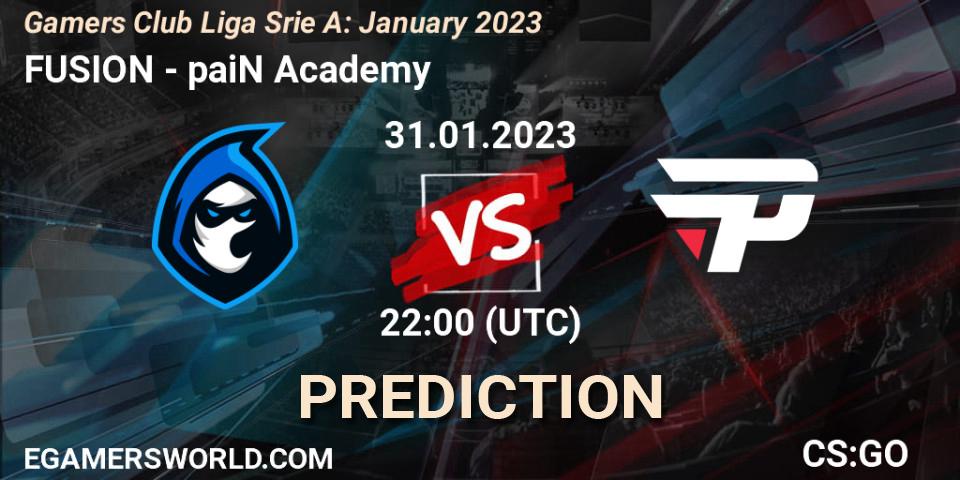 Prognose für das Spiel FUSION VS paiN Academy. 31.01.23. CS2 (CS:GO) - Gamers Club Liga Série A: January 2023