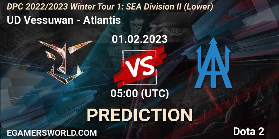 Prognose für das Spiel UD Vessuwan VS Atlantis. 01.02.23. Dota 2 - DPC 2022/2023 Winter Tour 1: SEA Division II (Lower)