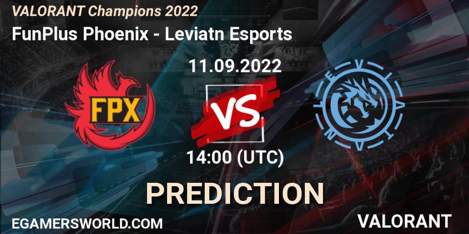 Prognose für das Spiel FunPlus Phoenix VS Leviatán Esports. 11.09.22. VALORANT - VALORANT Champions 2022