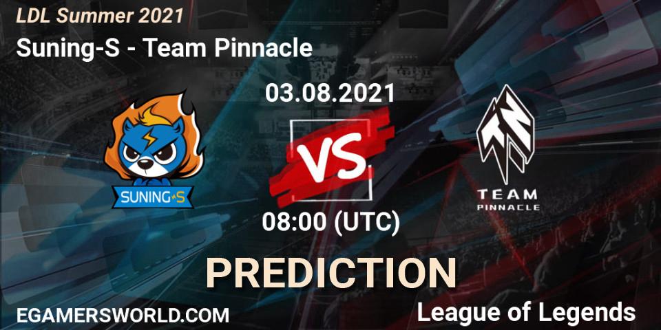 Prognose für das Spiel Suning-S VS Team Pinnacle. 03.08.21. LoL - LDL Summer 2021