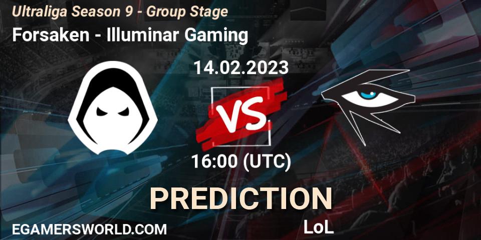 Prognose für das Spiel Forsaken VS Illuminar Gaming. 14.02.23. LoL - Ultraliga Season 9 - Group Stage