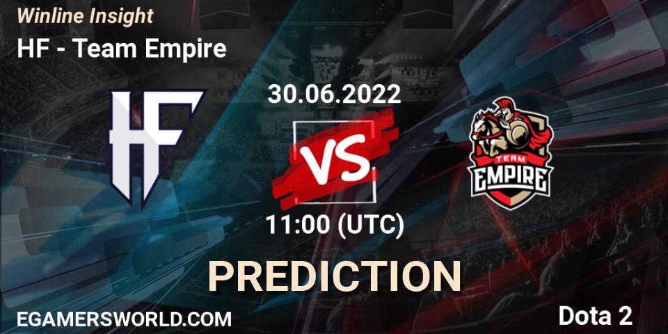 Prognose für das Spiel HF VS Team Empire. 30.06.22. Dota 2 - Winline Insight