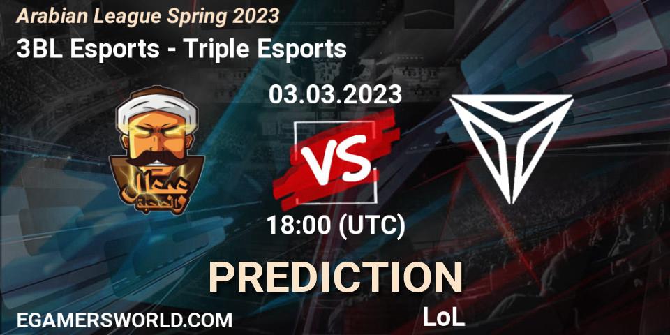 Prognose für das Spiel 3BL Esports VS Triple Esports. 10.02.23. LoL - Arabian League Spring 2023
