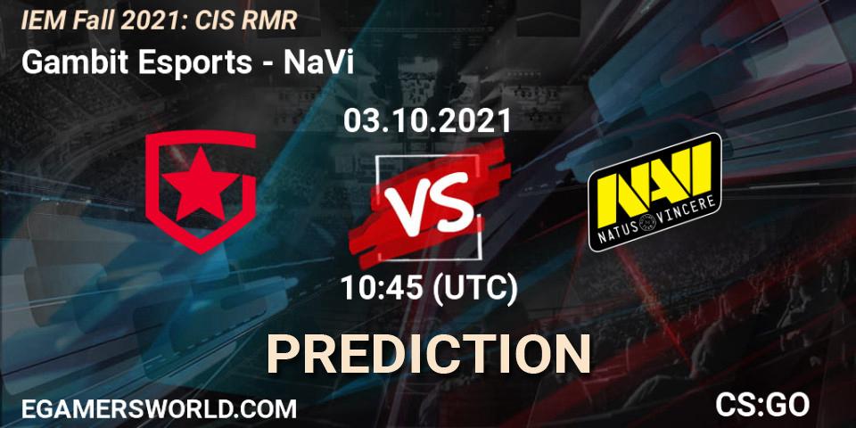 Prognose für das Spiel Gambit Esports VS NaVi. 03.10.21. CS2 (CS:GO) - IEM Fall 2021: CIS RMR