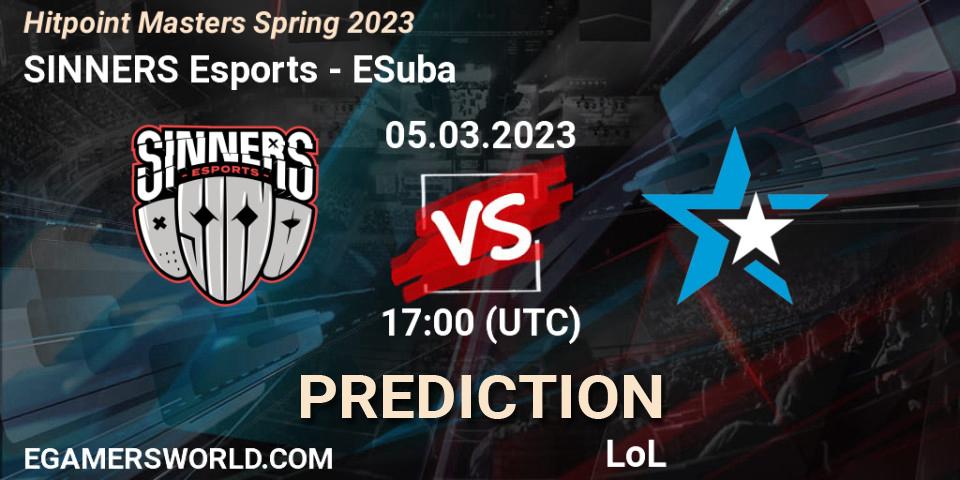Prognose für das Spiel SINNERS Esports VS ESuba. 07.02.23. LoL - Hitpoint Masters Spring 2023