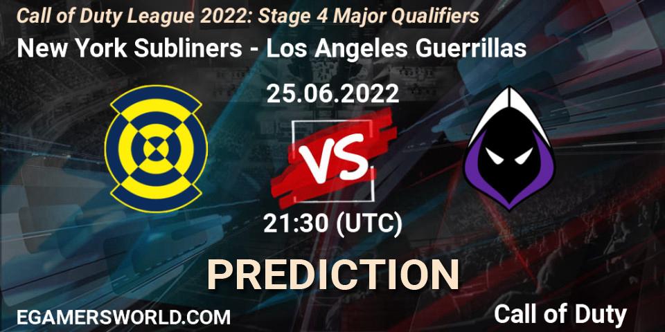 Prognose für das Spiel New York Subliners VS Los Angeles Guerrillas. 25.06.22. Call of Duty - Call of Duty League 2022: Stage 4
