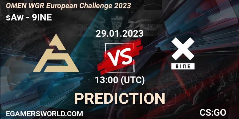 Prognose für das Spiel sAw VS 9INE. 29.01.23. CS2 (CS:GO) - OMEN WGR European Challenge 2023