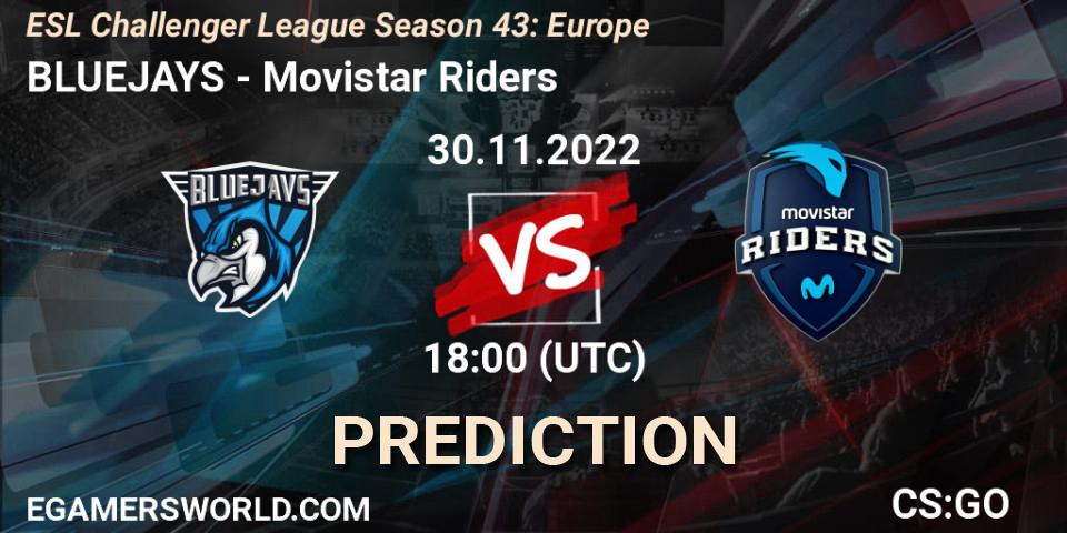 Prognose für das Spiel BLUEJAYS VS Movistar Riders. 28.11.22. CS2 (CS:GO) - ESL Challenger League Season 43: Europe