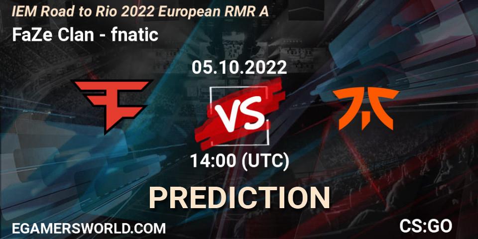 Prognose für das Spiel FaZe Clan VS fnatic. 05.10.22. CS2 (CS:GO) - IEM Road to Rio 2022 European RMR A