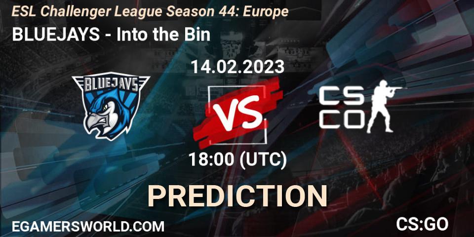 Prognose für das Spiel BLUEJAYS VS Into the Bin. 20.02.23. CS2 (CS:GO) - ESL Challenger League Season 44: Europe