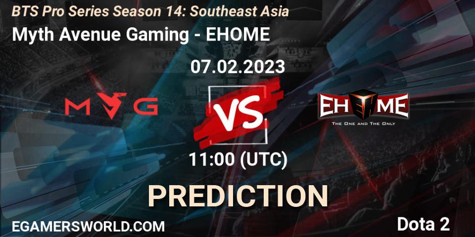 Prognose für das Spiel Myth Avenue Gaming VS EHOME. 07.02.23. Dota 2 - BTS Pro Series Season 14: Southeast Asia