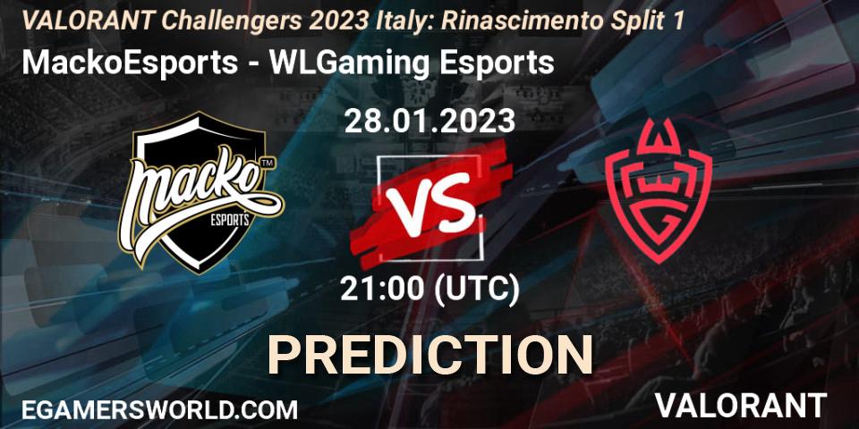 Prognose für das Spiel MackoEsports VS WLGaming Esports. 28.01.23. VALORANT - VALORANT Challengers 2023 Italy: Rinascimento Split 1
