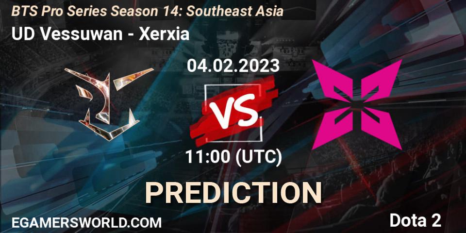 Prognose für das Spiel UD Vessuwan VS Xerxia. 04.02.23. Dota 2 - BTS Pro Series Season 14: Southeast Asia