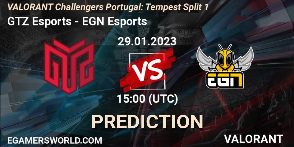Prognose für das Spiel GTZ Esports VS EGN Esports. 29.01.23. VALORANT - VALORANT Challengers 2023 Portugal: Tempest Split 1