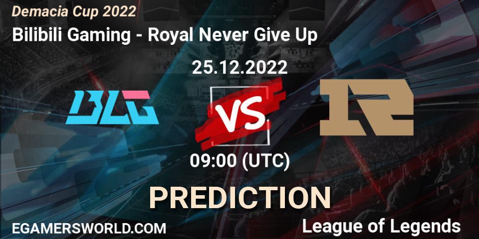 Prognose für das Spiel Bilibili Gaming VS Royal Never Give Up. 25.12.22. LoL - Demacia Cup 2022