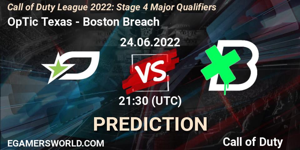 Prognose für das Spiel OpTic Texas VS Boston Breach. 24.06.22. Call of Duty - Call of Duty League 2022: Stage 4