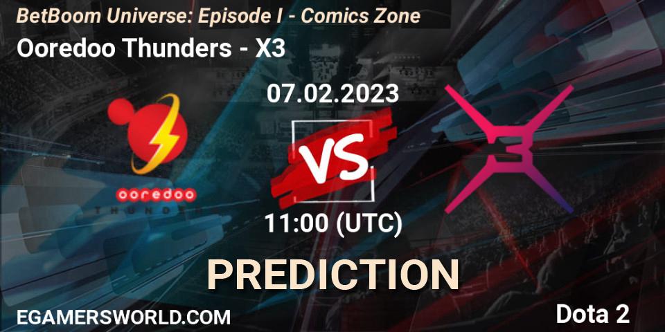 Prognose für das Spiel Ooredoo Thunders VS X3. 07.02.23. Dota 2 - BetBoom Universe: Episode I - Comics Zone