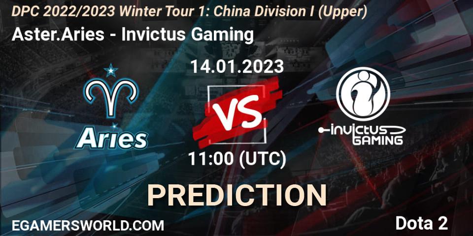 Prognose für das Spiel Aster.Aries VS Invictus Gaming. 14.01.23. Dota 2 - DPC 2022/2023 Winter Tour 1: CN Division I (Upper)