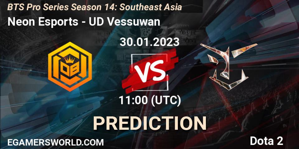 Prognose für das Spiel Neon Esports VS UD Vessuwan. 30.01.23. Dota 2 - BTS Pro Series Season 14: Southeast Asia