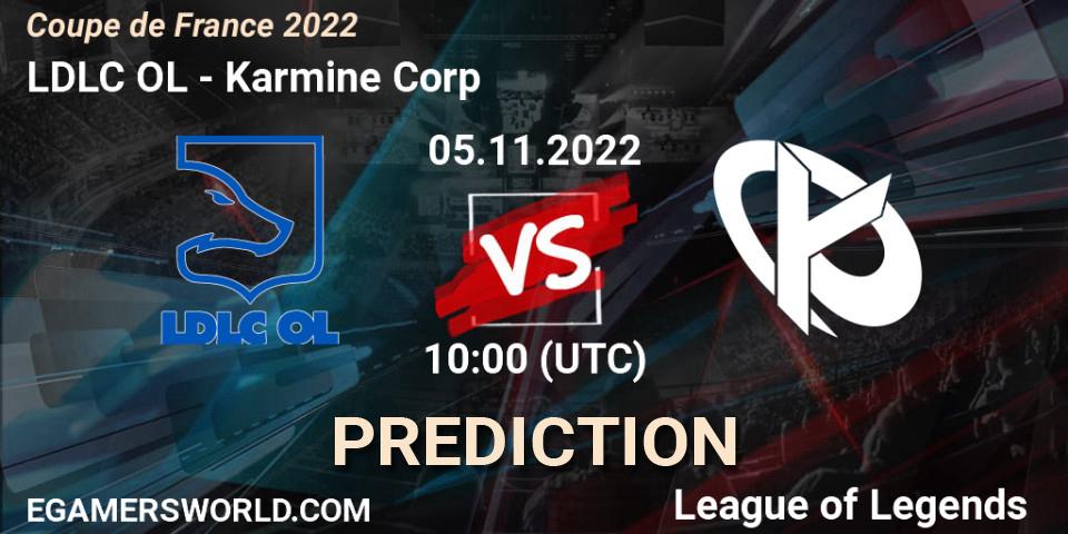 Prognose für das Spiel LDLC OL VS Karmine Corp. 05.11.22. LoL - Coupe de France 2022