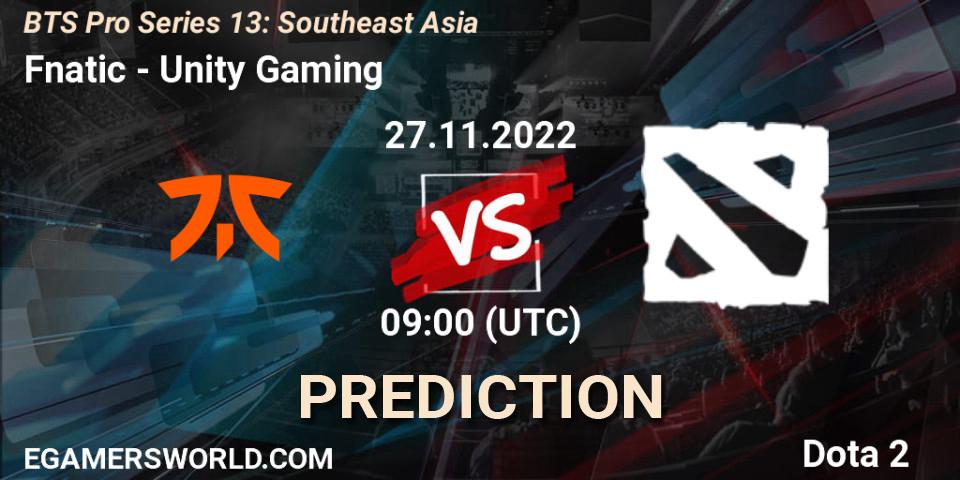 Prognose für das Spiel Fnatic VS Unity Gaming. 04.12.22. Dota 2 - BTS Pro Series 13: Southeast Asia