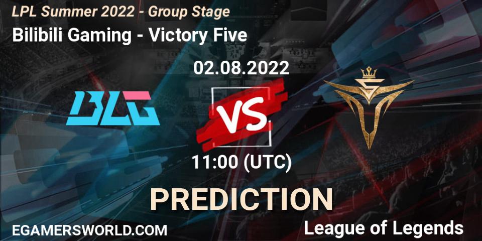 Prognose für das Spiel Bilibili Gaming VS Victory Five. 02.08.22. LoL - LPL Summer 2022 - Group Stage