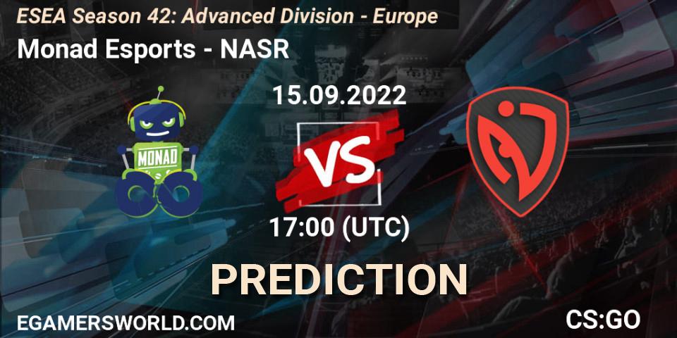 Prognose für das Spiel Monad Esports VS NASR. 15.09.22. CS2 (CS:GO) - ESEA Season 42: Advanced Division - Europe