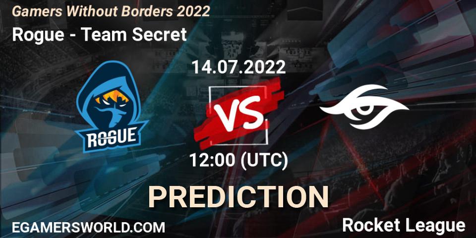Prognose für das Spiel Rogue VS Team Secret. 14.07.22. Rocket League - Gamers Without Borders 2022