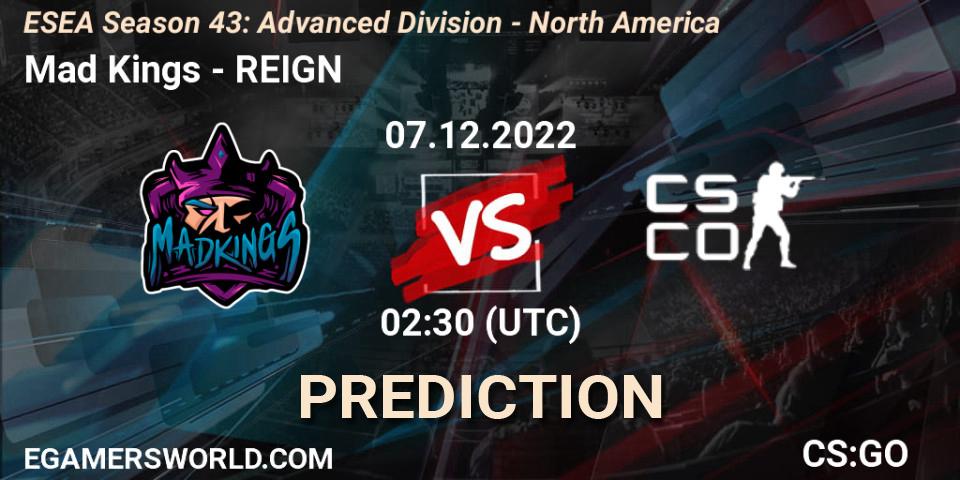Prognose für das Spiel Mad Kings VS REIGN. 07.12.22. CS2 (CS:GO) - ESEA Season 43: Advanced Division - North America