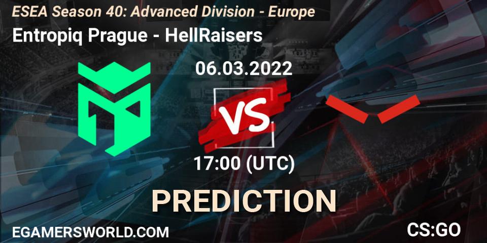 Prognose für das Spiel Entropiq Prague VS HellRaisers. 06.03.22. CS2 (CS:GO) - ESEA Season 40: Advanced Division - Europe