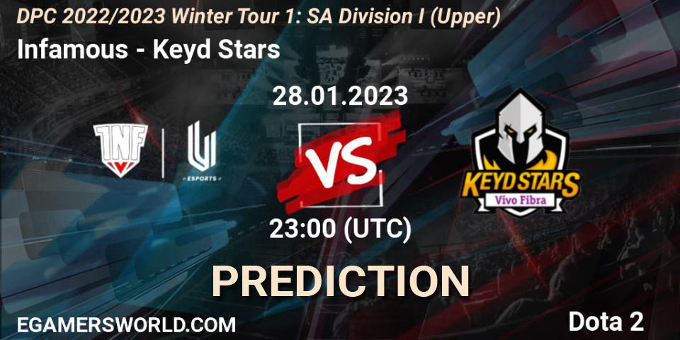 Prognose für das Spiel Infamous VS Keyd Stars. 28.01.23. Dota 2 - DPC 2022/2023 Winter Tour 1: SA Division I (Upper) 