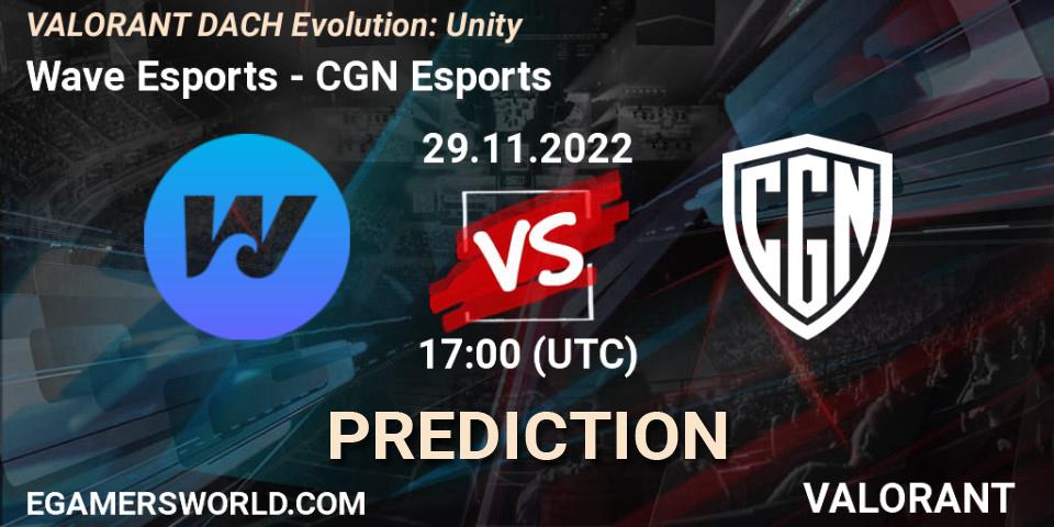 Prognose für das Spiel Wave Esports VS CGN Esports. 29.11.22. VALORANT - VALORANT DACH Evolution: Unity