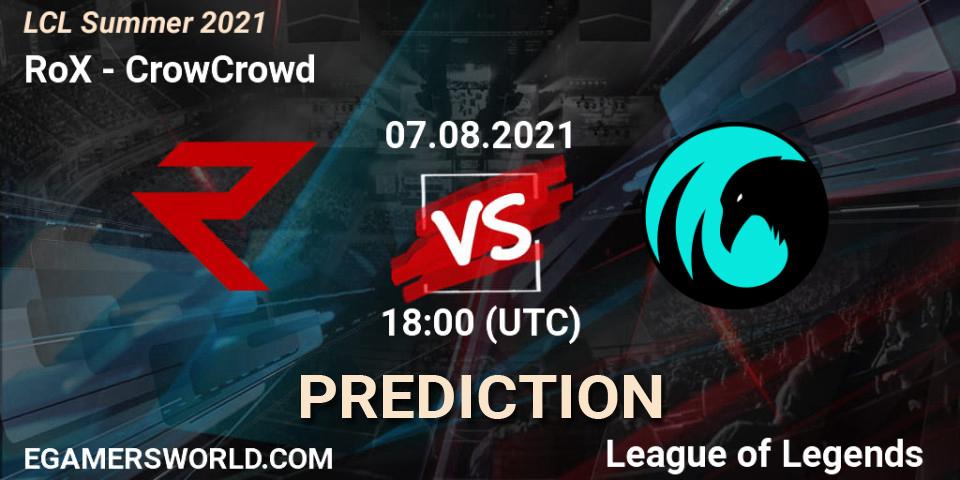 Prognose für das Spiel RoX VS CrowCrowd. 08.08.21. LoL - LCL Summer 2021