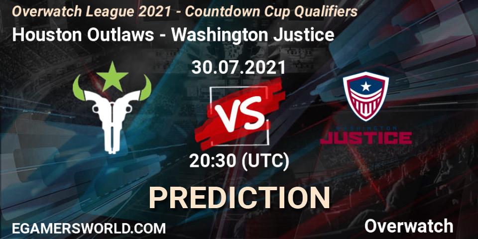Prognose für das Spiel Houston Outlaws VS Washington Justice. 30.07.21. Overwatch - Overwatch League 2021 - Countdown Cup Qualifiers