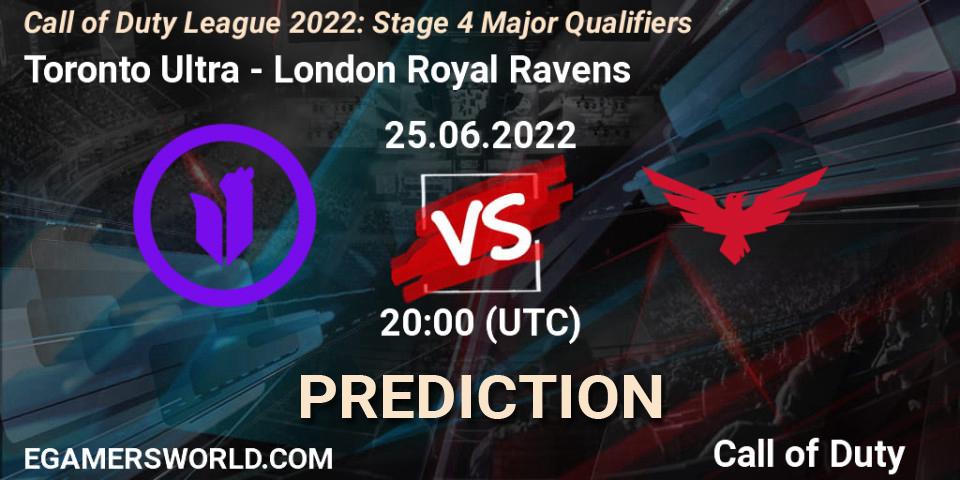 Prognose für das Spiel Toronto Ultra VS London Royal Ravens. 25.06.22. Call of Duty - Call of Duty League 2022: Stage 4