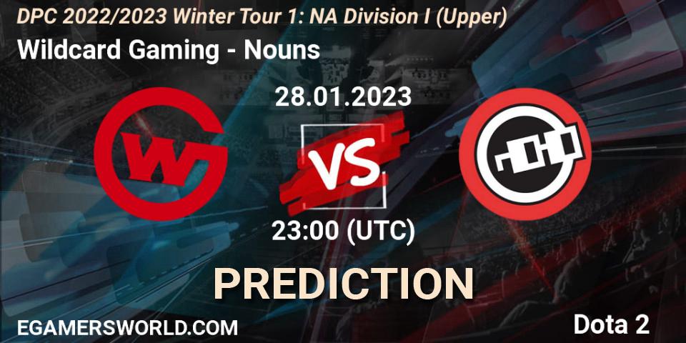 Prognose für das Spiel Wildcard Gaming VS Nouns. 28.01.23. Dota 2 - DPC 2022/2023 Winter Tour 1: NA Division I (Upper)