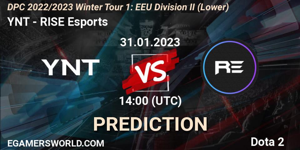 Prognose für das Spiel YNT VS RISE Esports. 31.01.23. Dota 2 - DPC 2022/2023 Winter Tour 1: EEU Division II (Lower)