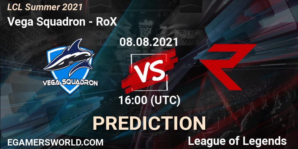 Prognose für das Spiel Vega Squadron VS RoX. 08.08.21. LoL - LCL Summer 2021
