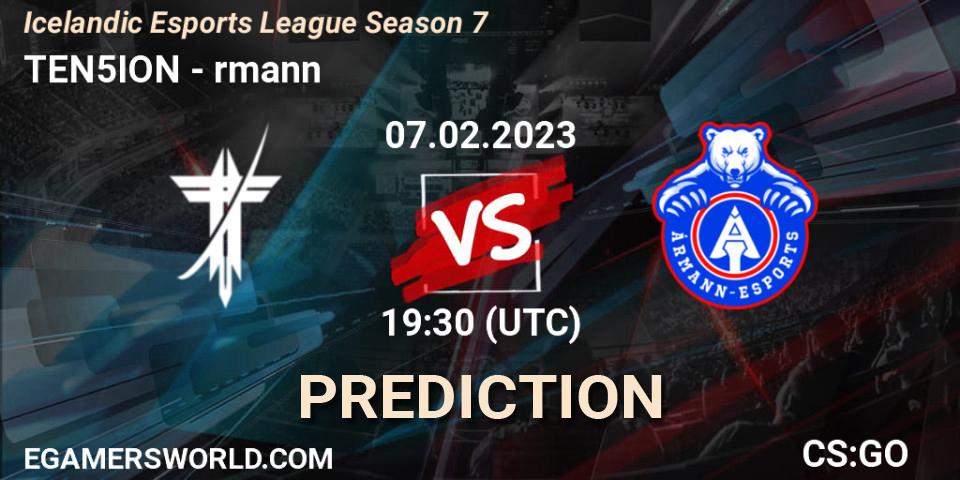 Prognose für das Spiel TEN5ION VS Ármann. 07.02.23. CS2 (CS:GO) - Icelandic Esports League Season 7