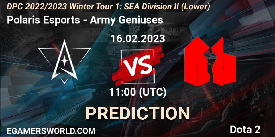 Prognose für das Spiel Polaris Esports VS Army Geniuses. 17.02.23. Dota 2 - DPC 2022/2023 Winter Tour 1: SEA Division II (Lower)
