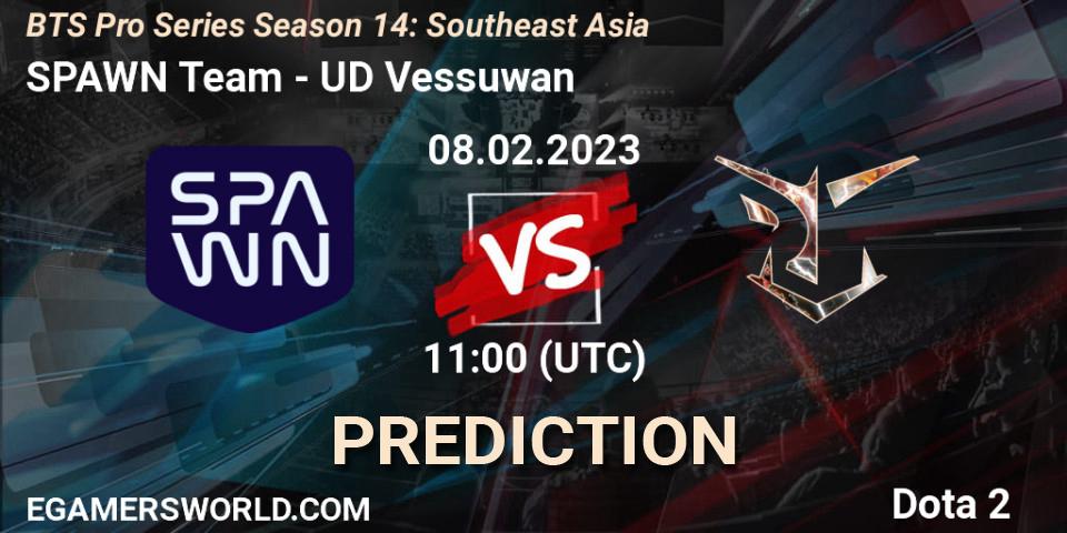 Prognose für das Spiel SPAWN Team VS UD Vessuwan. 09.02.23. Dota 2 - BTS Pro Series Season 14: Southeast Asia