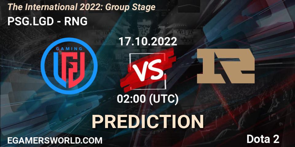 Prognose für das Spiel PSG.LGD VS RNG. 17.10.22. Dota 2 - The International 2022: Group Stage