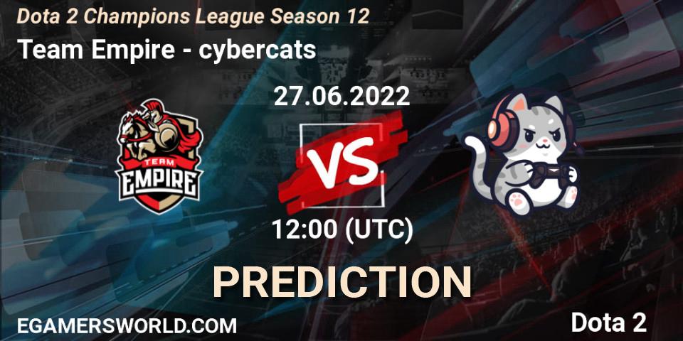 Prognose für das Spiel Team Empire VS cybercats. 27.06.22. Dota 2 - Dota 2 Champions League Season 12